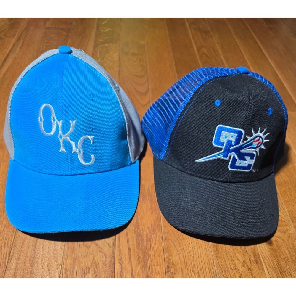 APC OKC Baseball Snapback Hat Bundle Mens OSFM Blue Black Excellent Trucker Cap